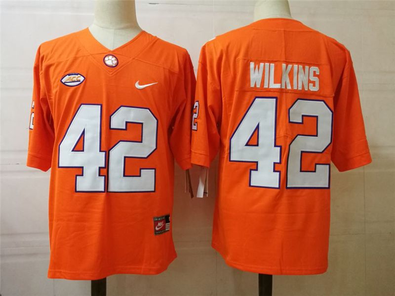 Men Clemson Tigers #42 Wilkins Orange Nike 2025 NCAA Jersey->ncaa teams->NCAA Jersey